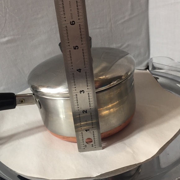 Vintage Revere Ware copper bottom stainless 1 quart saucepan with lid - Picture 7 of 8